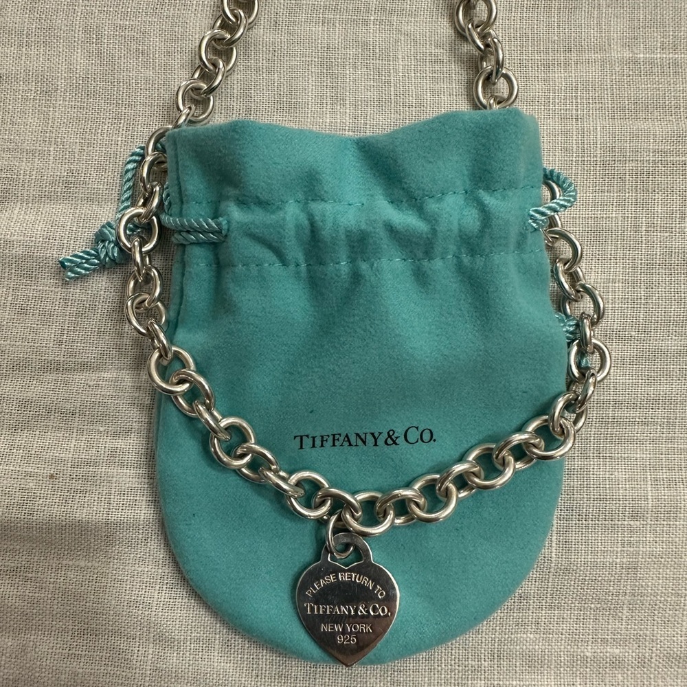 Tiffanys return to heart tag chain link necklace